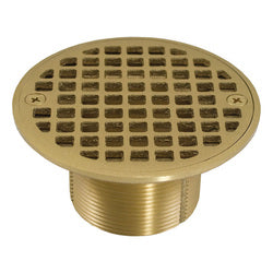 Jones Stephens D60982 2" IPS Metal Spud with 4" Polished Brass Round Cast Strainer