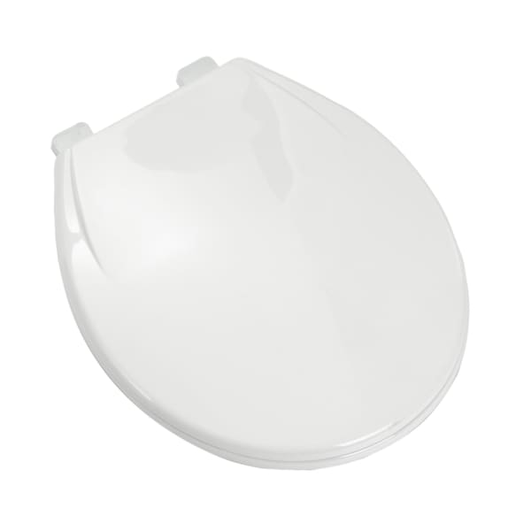 Jones Stephens C1106S00 Slow-Close Standard Plastic Seat, White, Round Closed Front with Cover