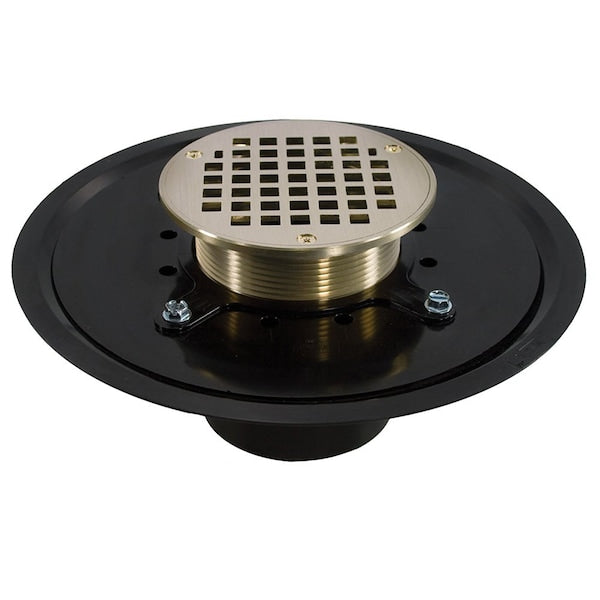 Jones Stephens D51062 4" Heavy Duty ABS Drain Base with 3-1/2" Metal Spud and 5" Nickel Bronze Strainer