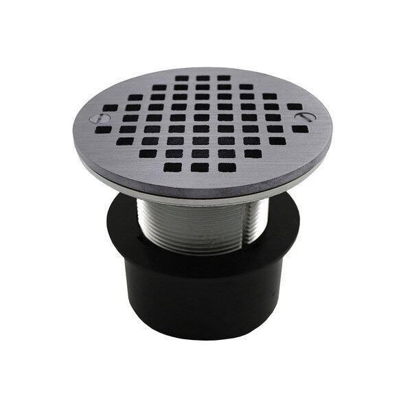Jones Stephens D53217 2" ABS Over Pipe Fit Drain Base with 2" Metal Spud and 6" Chrome Plated Strainer