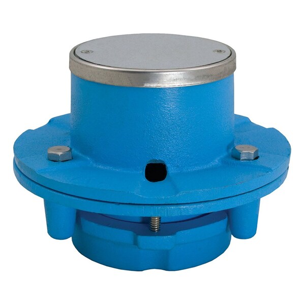 Jones Stephens D64502 2" No Caulk Code Blue Shower Drain with 6" Base and 3-1/2" Stainless Steel Round Strainer