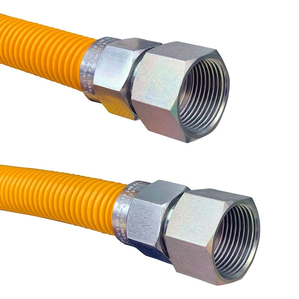 Jones Stephens G76073 1" OD (3/4" ID) X 72" Long, 3/4" Female Pipe Thread X 3/4" Female Pipe Thread, Yellow Coated Corrugated Stainless Steel Gas Connector