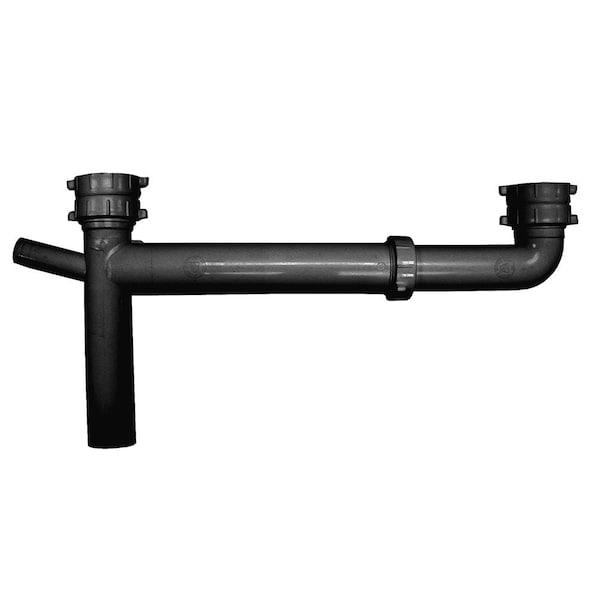 Jones Stephens P39040 Universal End Outlet Waste with 1/2" Branch Dishwasher Connection, Black Plastic
