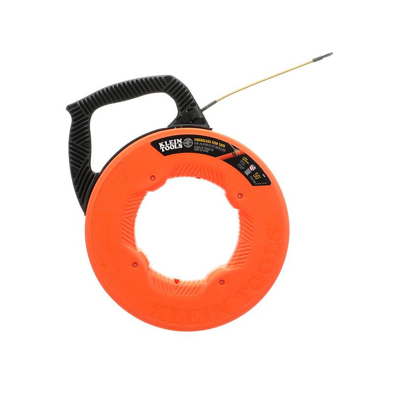 Klein Tools 56350 Fiberglass Fish Tape with Spiral Steel Leader, 50-Foot