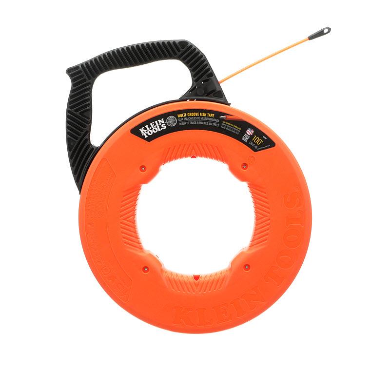 Klein Tools 56383 Multi-Groove Fiberglass Fish Tape with Nylon Tip, 100-Foot