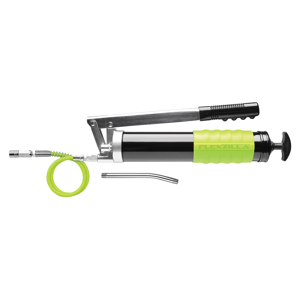 FlexZilla L1355FZ Heavy Duty Lever Action Grease Gun with Angled Extension and Flexible Grease Hose