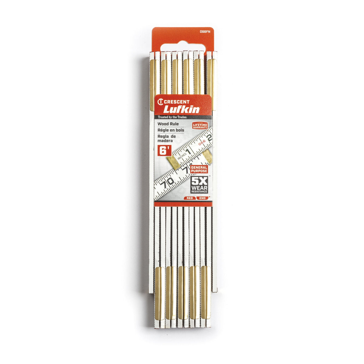 Lufkin 066FN 5/8" x 6' Red End® Flat Reading Wood Rule