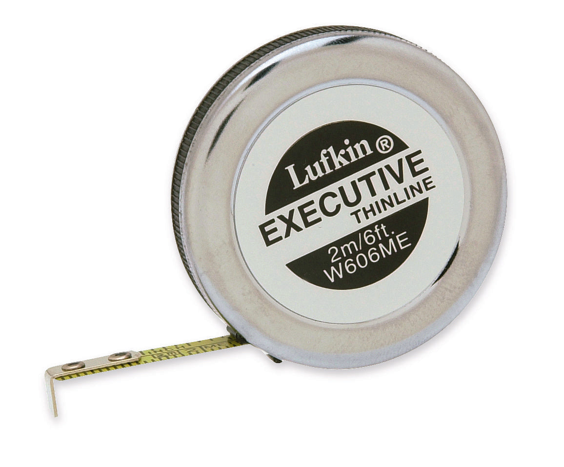 Lufkin W606ME 1/4" x 2m/6' Executive® Thinline Yellow Clad Pocket SAE/Metric Tape Measure