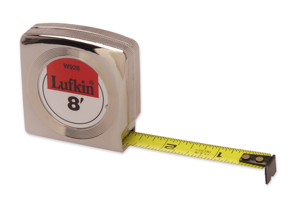 Lufkin W9210ME 1/2" x 3m/10' Mezurall® Chrome Case SAE/Metric Yellow Clad Power Return Tape Measure