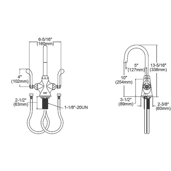 Elkay LK500LGN05T4 Single Hole with Concealed Deck Laminar Flow Faucet with 5" Gooseneck Spout 4" Wristblade Handles Chrome