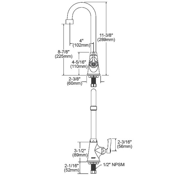 Elkay LK535GN04L2 Single Hole with Single Control Faucet with 4" Gooseneck Spout 2" Lever Handle Chrome
