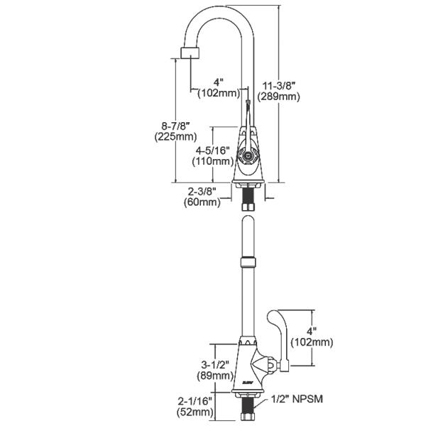 Elkay LK535GN04T4 Single Hole with Single Control Faucet with 4" Gooseneck Spout 4" Wristblade Handle Chrome