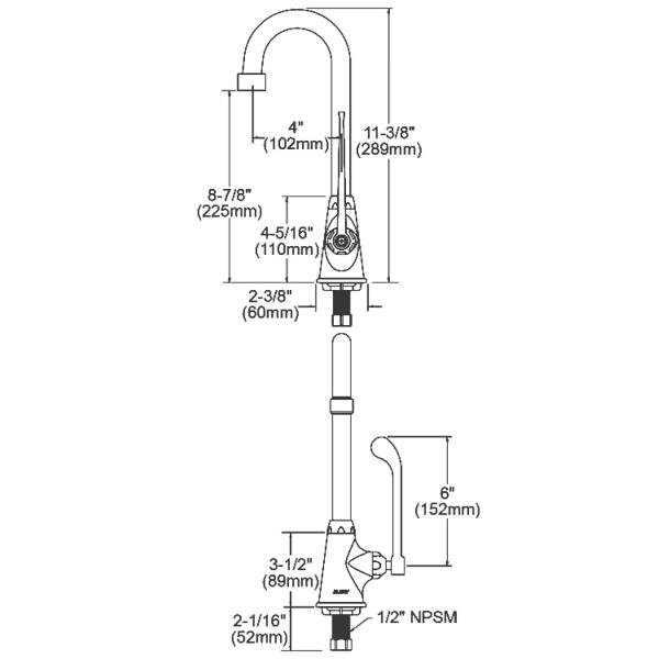 Elkay LK535GN04T6 Single Hole with Single Control Faucet with 4" Gooseneck Spout 6" Wristblade Handle Chrome