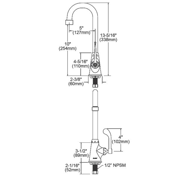 Elkay LK535GN05T4 Single Hole with Single Control Faucet with 5" Gooseneck Spout 4" Wristblade Handle Chrome