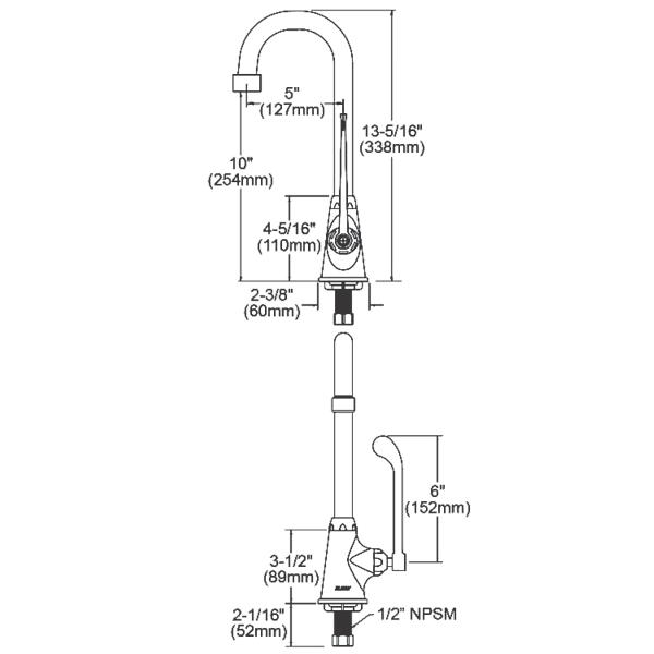 Elkay LK535GN05T6 Single Hole with Single Control Faucet with 5" Gooseneck Spout 6" Wristblade Handle Chrome