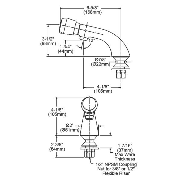 Elkay LK654 Single Hole Concealed Deck Metered Lavatory Faucet with Cast Fixed Spout Push Button Handle Chrome