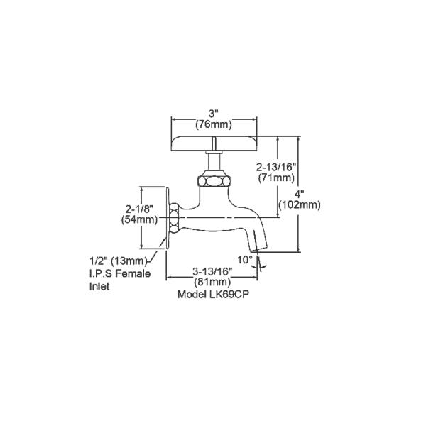 Elkay LK69CP Commercial Service/ Utility Single Hole Wall Mount Faucet with Plain End Chrome