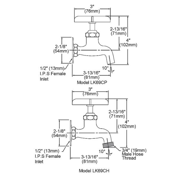 Elkay LK69C Commercial Service/ Utility Single Hole Wall Mount Faucet 1 pair Chrome