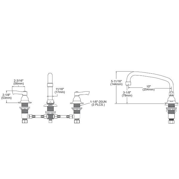 Elkay LK800AT10L2 8" Centerset with Concealed Deck Faucet with 10" Arc Tube Spout 2" Lever Handles Chrome