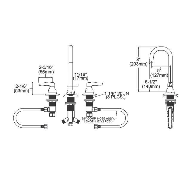 Elkay LK800LGN05L2 8" Centerset with Concealed Deck Laminar Flow Faucet with 5" Gooseneck Spout 2" Lever Handles Chrome