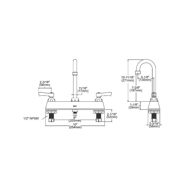 Elkay LK810GN05L2 8" Centerset with Exposed Deck Faucet with 5" Gooseneck Spout 2" Lever Handles Chrome