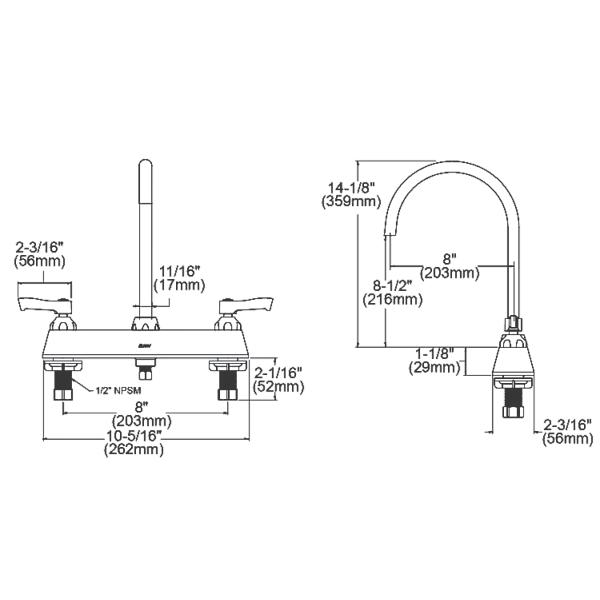 Elkay LK810LGN08L2 8" Centerset with Exposed Deck Laminar Flow Faucet with 8" Gooseneck Spout 2" Lever Handles Chrome
