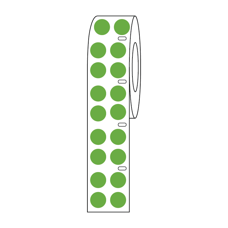 Globe Scientific LTC-95G Label Roll Cryo Direct Thermal 9.5mm Dots for 1.5mL Tubes Green