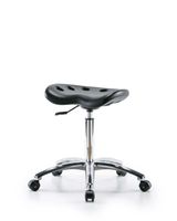 Blue Ridge Ergonomics ESD-PTMBSL-CR-CF-EC Polyurethane ESD Tractor Stool Chrome - Medium Bench Height with Chrome Foot Ring & ESD Casters in ESD Black Polyurethane