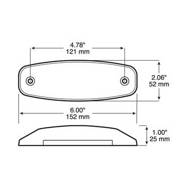 Peterson M130A Incandescent Marker/ Clearance, P2, Rectangular, Hard Hat, W/ Reflex, 6″X2.0625, Amber, Bulk Pack