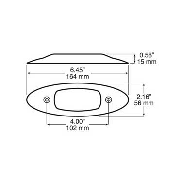 Peterson M179A Led Auxiliary, Oval, W/ Chrome Bezel, 6.45″X2.16″, Amber, Bulk Pack