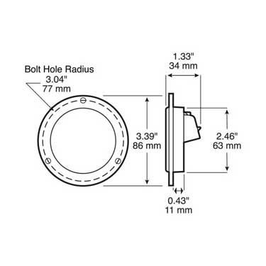 Peterson M189FA-AMP Led Marker/ Clearance, P2, Round, Amp, Reflex, W/ Flange, 2.5″, Amber, Bulk Pack