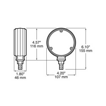Peterson M338-2 Led Park & Turn, Round, Double-Face, 4.20″, Amber + Red, Bulk Pack