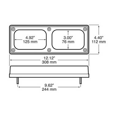 Peterson 850-092H Bracket, Surface Mount, Rectangular, 2- Light, Horizontal, 12.12″X4.4″, Poly Bag