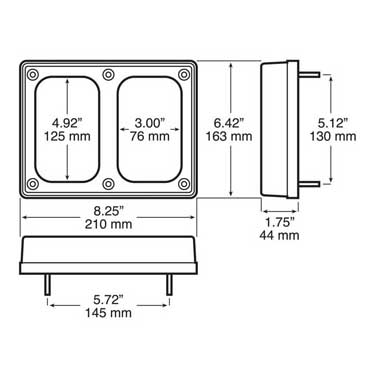 Peterson 850-092V Bracket, Surface Mount, Rectangular, 2-Light, Vertical, 8.25″X6.42″, Poly Bag