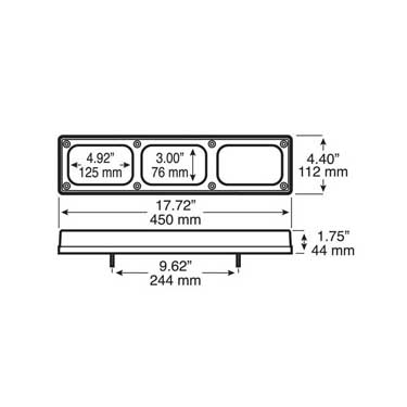 Peterson 850-093H Bracket, Surface Mount, Rectangular, 3-Light, Horizontal, 17.72″X4.4″, Poly Bag