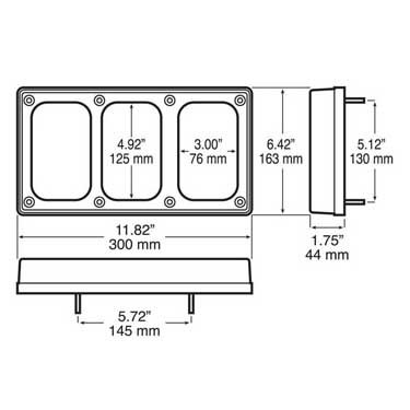 Peterson 850-093V Bracket, Surface Mount, Rectangular, 3-Light, Vertical, 11.82″X6.42″, Poly Bag