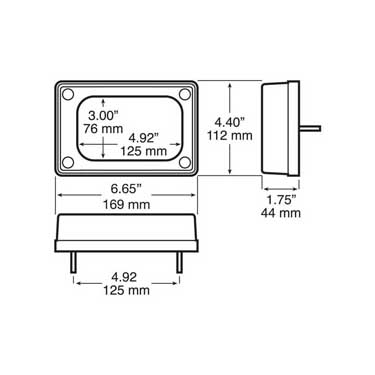 Peterson 850-1 Bracket, Surface-Mount, Rectangular, Signal Light W/ Back Plate, 6.65″X4.4″, Poly Bag