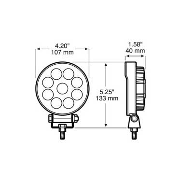 Peterson 921-MV-BT2 Led Work Light, Round, W/ .180 Bullets, 1350 Lumen, 4″, Multi-Volt, White, Box