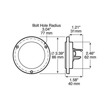 Peterson M189FR-CLP Led Clear Light, Single Diode, W/ Reflex, Flange, 2 1/ 2″, Red, Bulk Pack