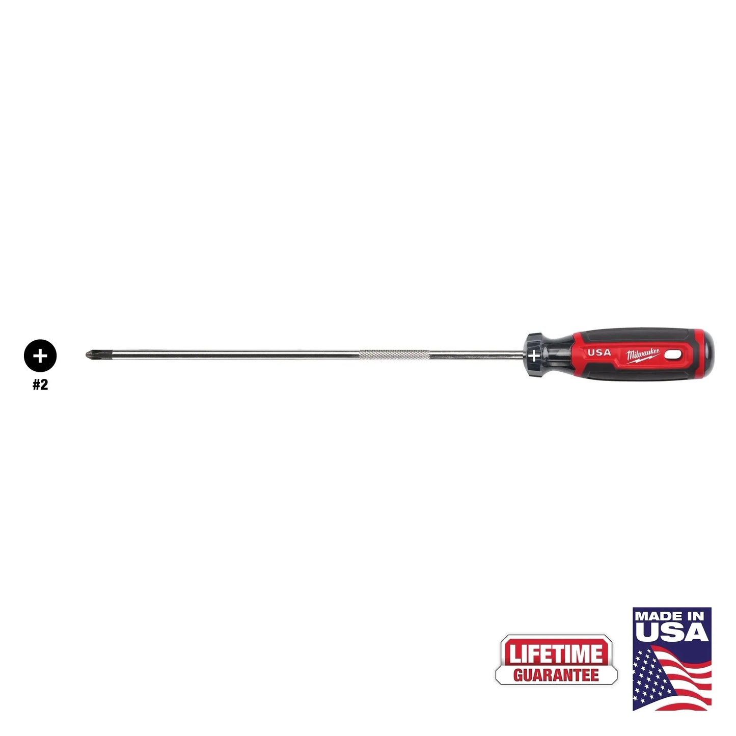 Milwaukee Tool MT204 #2 Phillips 10" Cushion Grip Screwdriver (Made in USA), 1 EA