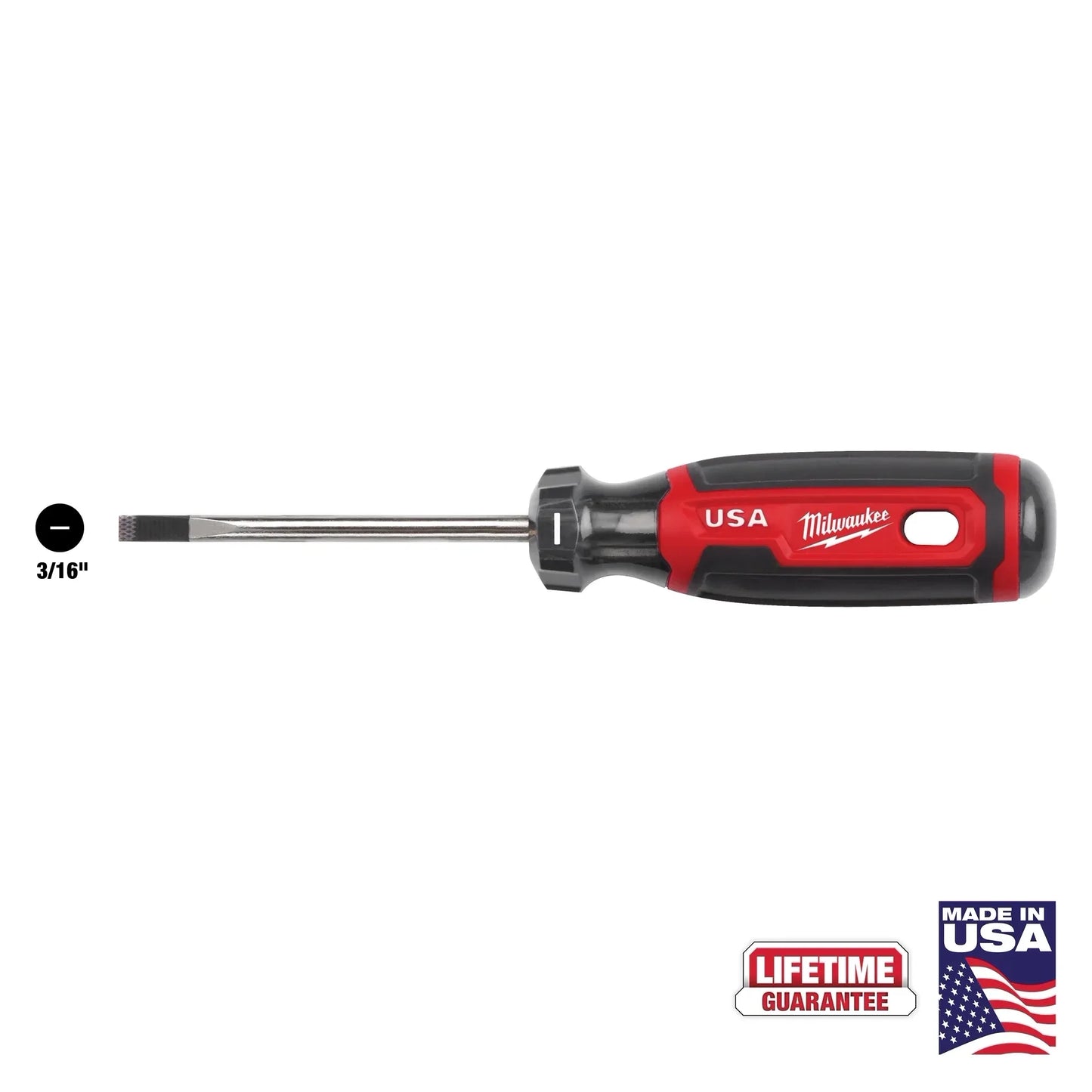 Milwaukee Tool MT211 3/16" Cabinet 3" Cushion Grip Screwdriver (Made in USA), 1 EA