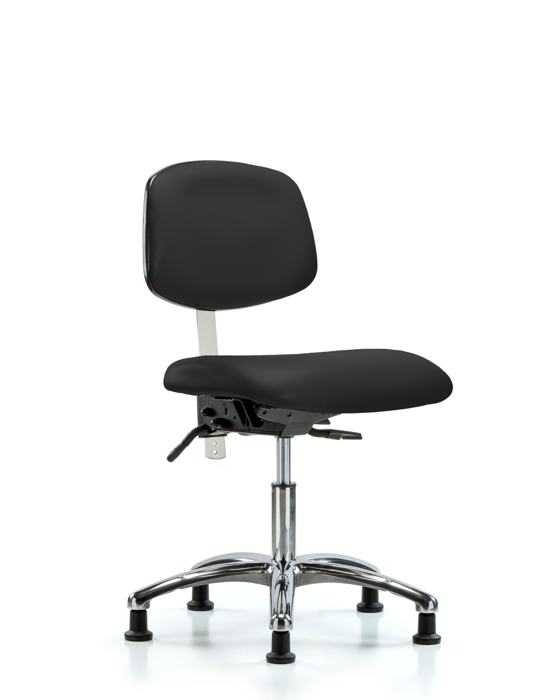 Blue Ridge Ergonomics NCR-VDHCH-CR-T0-A0-RG-8540 Class 100 Vinyl Clean Room Chair - Desk Height with Stationary Glides in Black Trailblazer™ Vinyl