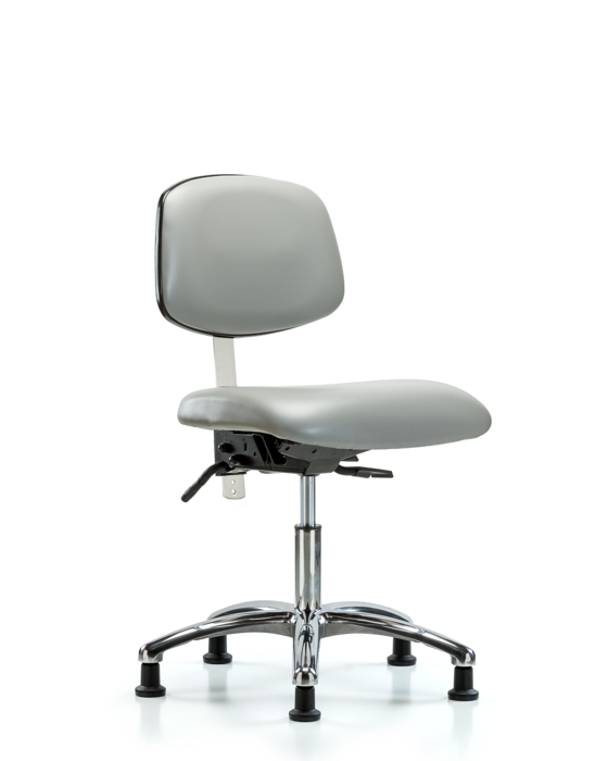 Blue Ridge Ergonomics NCR-VDHCH-CR-T1-A0-RG-8567 Class 100 Vinyl Clean Room Chair - Desk Height with Seat Tilt & Stationary Glides in Dove Trailblazer™ Vinyl