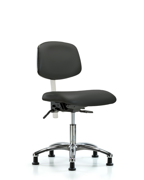 Blue Ridge Ergonomics NCR-VDHCH-CR-T1-A0-RG-8605 Class 100 Vinyl Clean Room Chair - Desk Height with Seat Tilt & Stationary Glides in Charcoal Trailblazer™ Vinyl