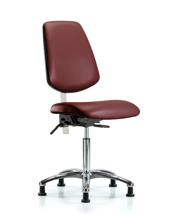 Blue Ridge Ergonomics NCR-VMBCH-MB-CR-T0-A0-NF-RG-8815 Class 100 Vinyl Clean Room Chair - Medium Bench Height with Medium Back & Stationary Glides in Borscht Supernova™ Vinyl