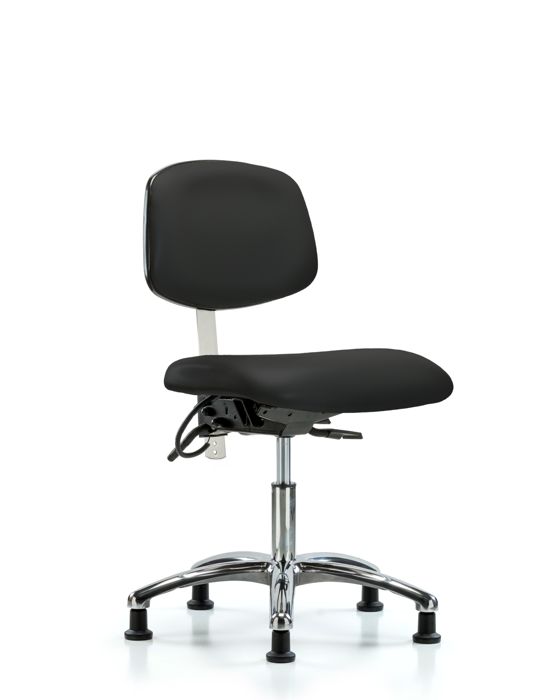 Blue Ridge Ergonomics NECR-DHCH-CR-T0-A0-EG-ESDBLK Class 100 Vinyl Clean Room/ESD Chair - Desk Height with ESD Stationary Glides in Black ESD Vinyl