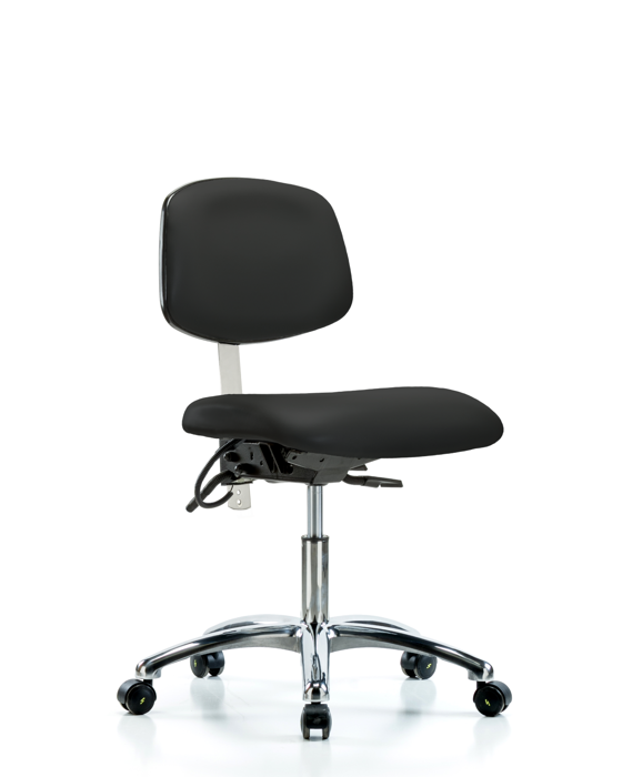 Blue Ridge Ergonomics NECR-DHCH-CR-T1-A0-EC-ESDBLK Class 100 Vinyl Clean Room/ESD Chair - Desk Height with Seat Tilt & ESD Casters in Black ESD Vinyl