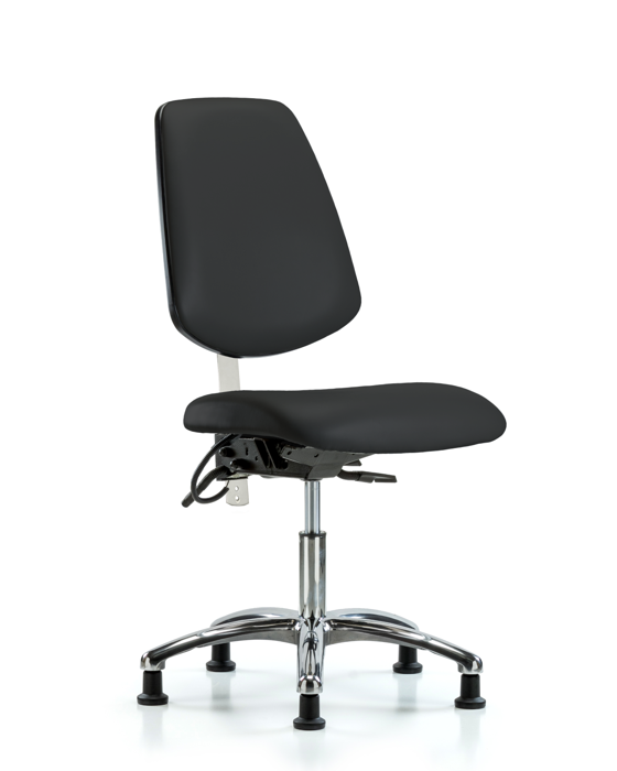 Blue Ridge Ergonomics NECR-VDHCH-MB-CR-T1-A0-EG-ESDBLK Class 100 Vinyl Clean Room/ESD Chair - Desk Height with Medium Back, Seat Tilt, & ESD Stationary Glides in Black ESD Vinyl