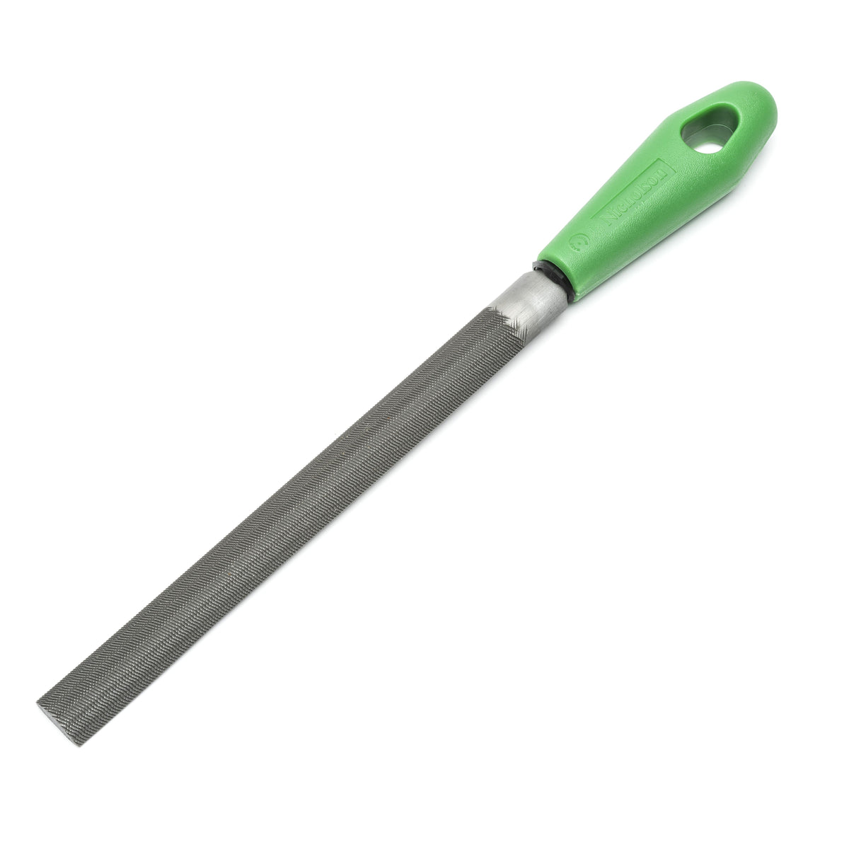 Nicholson 21745N 8" Half Round Double Cut Bastard File with Green Handle - Carded