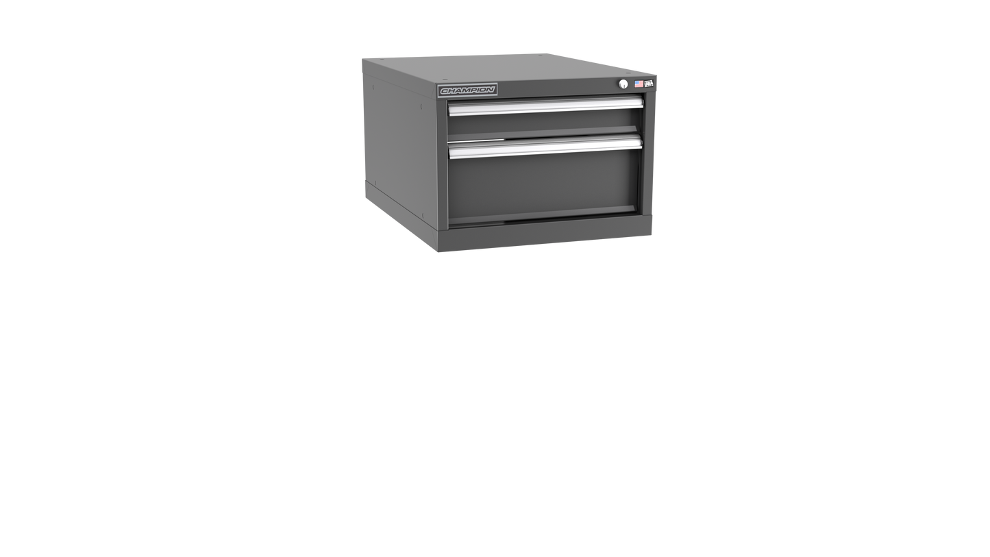 Champion Tool Storage NW600-0202-ILC-DG 2-Drawer Standard Depth Modular Cabinet NW0202 | 22-3/16"W x 15-3/4"H x 28-1/2"D, Dark Gray